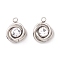 201 Stainless Steel Pendants, with Glass Rhinestone, Tricyclic, Stainless Steel Color, 14x11x5mm, Hole: 1.8mm