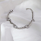 Stainless Steel Heart Link Bracelets, Rolo Chain Bracelets for Women, Hollow, Stainless Steel Color, 6-3/4 inch(17cm)