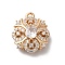 Brass Micro Pave Clear Cubic Zirconia Pendants, Nickel Free, with Glass, Flower, Golden, 17x15x6mm, Hole: 1.4mm