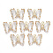 Glass Pendants, with Micro Pave Cubic Zirconia and Brass Open Back Settings, Faceted, Butterfly, Light Gold, Clear, 15.5x20x4mm, Hole: 1.8mm