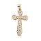 Brass Micro Micro Pave Clear Cubic Zirconia Pendants, Cadmium Free & Nickel Free & Lead Free, Cross, Real 18K Gold Plated, 32x17x2mm, Hole: 6x3.5mm