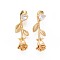 Brass Micro Pave Clear Cubic Zirconia Pendants, Cadmium Free & Nickel Free & Lead Free, Flower, Real 18K Gold Plated, 31.5x10x9mm, Hole: 3mm