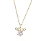 Christmas Deer Head Glass Pendant Necklaces, Brass Cable Chain Necklaces for Women, Golden, 15.75 inch(40cm)