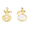 Natural Freshwater Shell Pendants, with Brass Findings, Nickel Free, Rabbit Charm, Real 18K Gold Plated, 16x13x3mm, Hole: 2.5x4mm