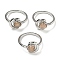 Natural Sunstone Adjustable Rings, with Platinum Brass Findings, Long-Lasting Plated, Jewely for Women, Moon with Round, US Size 8(18.1mm).