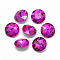 Pointed Back Glass Rhinestone Cabochons, Back Plated, Faceted, Flat Round, Camellia, 14x5.8mm