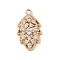 Brass Micro Pave Cubic Zirconia Pendants, Nickel Free, Leaf, Leaf, 17.5x10.5x3mm, Hole: 1.2mm