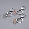 Glass Pendants Keychain, with Brass Jump Ring and Alloy Key Clasps, Round, Mixed Color, 73~74mm, round: 20.5x15~16mm