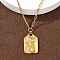 304 Stainless Steel Pendant Necklaces for Women, Real 18K Gold Plated, Rectangle with Face, 16.61 inch(42.2cm), pendant: 24.5x15.5mm