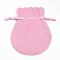 Double Sided Velvet Bags, Calabash Shape Drawstring Jewelry Pouches, Pearl Pink, 14.3x11.7x0.16cm