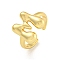 Brass Letter Open Cuff Rings for Women, Cadmium Free & Lead Free, Adjustable, Real 18K Gold Plated, Letter M, 15~16.5x7~16.5mm