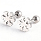 Tarnish Resistant 201 Stainless Steel Barbell Cartilage Earrings, Screw Back Earrings, with 304 Stainless Steel Pins, Snowflake, Stainless Steel Color, 8x8x2mm, Pin: 1mm
