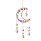 Natural Amethyst Chips Moon & Glass Teardrop Suncatchers, Hanging Ornaments Home Garden Decoration, Golden, 400mm