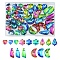 48Pcs 15 Style Glass Rhinestone Pendants, Heart & Snowflake & Teardrop & Leaf & Moon, Mixed Color, 14~22x9.5~13x4.5~7mm, Hole: 1.2~1.5mm