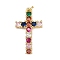 Brass Micro Pave Cubic Zirconia Pendants, Cross, with Jump Ring, Cadmium Free & Lead Free, Rack Plating, Long-Lasting Plated, Real 18K Gold Plated, 29x16x3mm, Hole: 3mm