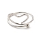 Non-Tarnish 201 Stainless Steel Wrapped Fing Rings for Women, Hollow Heart, Stainless Steel Color, 1.2~3.5mm, Inner Diameter: US Size 8(18.1mm), Heart: 12.5x15.5mm