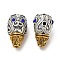 Rack Plating Tibetan Style Alloy 3 Hole Guru Beads, T-Drilled Beads, with Rhinestone, Cadmium Free & Lead Free, Buddha, Antique Silver & Antique Golden, 18.5x11.5x11mm, Hole: 1.6mm and 2.5mm