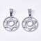 Non-Tarnish Chakra Theme 201 Stainless Steel Pendants, with Random Size Snap on Bails, Svadhisthana Chakra, Stainless Steel Color, 23x20x1.5mm, Hole: 7~10x3~5mm