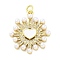 Brass Micro Pave Cubic Zirconia Enamel ABS Imitation Pearl Pendants, Heart Charms, with Jump Ring, Cadmium Free & Lead Free, Real 16K Gold Plated, White, 24.5x21x4.5mm