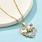 Brass Micro Pave Cubic Zirconia Heart Pendant Neckalces for Women, with 304 Stainless Steel Chain, Ion Plating(IP), Golden, 15.75 inch(40cm)