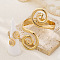 Spiral Alloy Cuff Bangle & Cuff Rings Sets, Golden, 60mm & 18mm