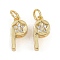 Brass Micro Pave Cubic Zirconia Pendants, Whistle with Star Charms, with Jump Ring, Rack Plating, Long-Lasting Plated, Lead Free & Cadmium Free, Real 18K Gold Plated, 14.5x7x5mm, Hole: 3.5mm