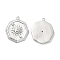 Brass with Micro Pave Clear Cubic Zirconia Pendants, Cadmium Free & Nickel Free & Lead Free, Ocatgon with Sun Charm, Real Platinum Plated, 21x18x2mm, Hole: 1.2mm