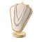 Bust Shaped Velvet Necklace Display Stands, with Wood Pedestal, Old Lace, 15.1x8.55x20.3cm