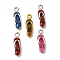 Brass Enamel Pendants, Platinum, Flip-flops Charm, Mixed Color, 19x5.5x5mm, Hole: 1.8mm