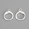 Brass Huggie Hoop Earring Findings, with Loop, Cadmium Free & Nickel Free & Lead Free, Silver Color Plated, 15x11.5x2mm, Hole: 2mm, Pin: 1mm