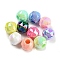 UV Plating Rainbow Iridescent Acrylic European Beads, Large Hole Beads, Round, Mixed Color, 14.5x13mm, Hole: 6mm
