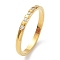Ion Plating(IP) 304 Stainless Steel Rectangle Finger Ring with Cubic Zirconia, Golden, US Size 7(17.3mm)
