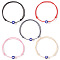 5Pcs 5 Colors Resin Evil Eye Beaded Braided Bracelets, Adjustable Waxed Cord Braided Bracelets for Women, Mixed Color, Inner Diameter: 11 inch(28cm)