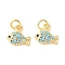 Brass Micro Pave Cubic Zirconia Pendants, Fish Charms, with Jump Ring, Real 18K Gold Plated, 9x9x2.5mm, Hole: 2.5mm