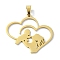 304 Stainless Steel Pendants, Laser Cut, Heart with Mother & Child Charms, Golden, 34x36x1mm, Hole: 7x4mm