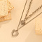 2Pcs 304 Stainless Steel Wing Heart Pendant Double Layer Necklaces for Women, Non-Tarnish, Stainless Steel Color, 16.26 inch(41.3cm) and 18.31 inch(46.5cm)