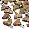 Natural Unakite Pendants, with Stainless Steel Color Plated 201 Stainless Steel Snap on Bails, 18~18.5x20~20.5x4.5~5mm, Hole: 7.5x4.5mm