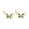 Rack Plating Brass Micro Pave Cubic Zirconia Pendants, Long-Lasting Plated, Cadmium Free & Lead Free, Butterfly, Real 18K Gold Plated, 13.5x25x3mm, Hole: 4x3mm