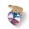 Real 18K Gold Plated Rack Plating Brass Micro Pave Clear Cubic Zirconia Pendants, with Glass, Long-Lasting Plated, Cadmium Free & Lead Free, White Bear & Heart Charm, Medium Purple, 17x13x9mm, Hole: 4x1.5mm
