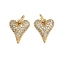 Brass Micro Pave Cubic Zirconia Pendants, Heart Charms, with Jump Ring, Real 16K Gold Plated, 12.5x10.5x3mm, Hole: 3.2mm