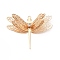 Brass Pendants, Cadmium Free & Nickel Free & Lead Free, with Rhinestone, Dragonfly Charms, Light Gold, 29x36x10.5mm, Hole: 1.5mm and 0.8mm