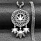 201 Stainless Steel Woven Web/Net with Leaf Pendant Necklaces, Non-Tarnish, Stainless Steel Color, 23.50 inch(59.7cm)