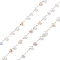 Glass & ABS Imitation Pearl Beaded Chains, Unwelded, with 304 Stainless Steel Link Chains, Golden, Lavender, 3x2~2.5mm