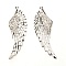 Alloy Pendants, for DIY Necklace Bracelet, Wing, Platinum, 70x24x1mm, Hole: 1.5mm, 2pcs/pair
