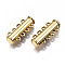 4-Strands Brass Magnetic Slide Lock Clasps, Nickel Free, 8-Hole, Tube, Golden, 24x10.5x6.5mm, Hole: 1.5mm