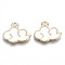 Alloy Enamel Pendants, Cadmium Free & Lead Free, Cloud, Light Gold, White, 16x18.5x1mm, Hole: 2mm