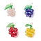 4Pcs Glass Pendants, Raspberry, with Acrylic & Silver Copper Wire, Faceted, Mixed Color, 20.5~21.5x15~17x11.5~12.5mm, Hole: 2mm