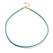 Braided Round Imitation Leather Bracelets Making, with Golden Tone Stainless Steel Lobster Claw Clasps, Turquoise, 17-1/8 inch(43.6cm)