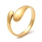 304 Stainless Steel Teardrop Open Cuff Rings for Women, Real 18K Gold Plated, US Size 7(17.3mm)