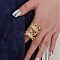 Brass Micro Pave Cubic Zirconia Cuff Rings for Women, Crab, Golden, 17x25mm